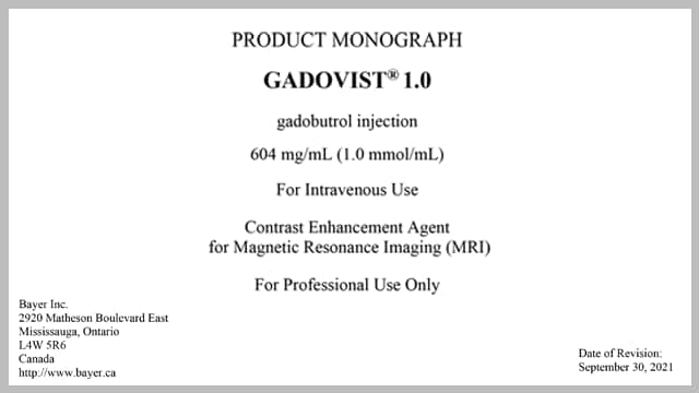 Gadovist® Product Monograph