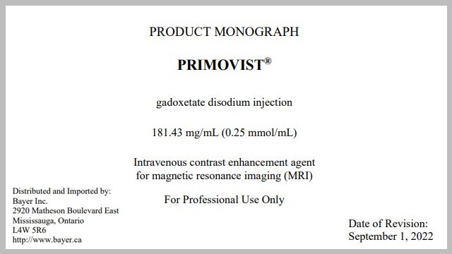 Primovist® Product Monograph
