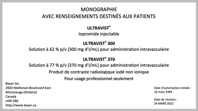 Ultravist® Product Monograph